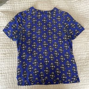 Madewell 100% Silk Blouse Blue with White Flowers X Small